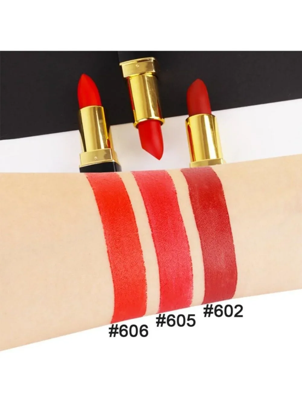 3-Piece Red Matte Lipstick Set - Long-Lasting, Waterproof, Smudge-Proof Makeup